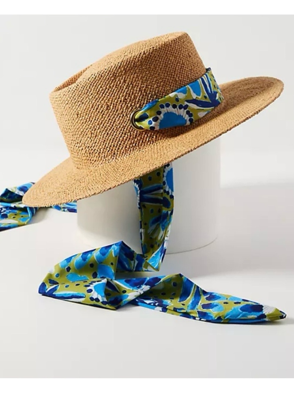 NWOT Anthropologie VERA Scarf-Trimmed Boater Hat  One Size - Picture 3 of 11